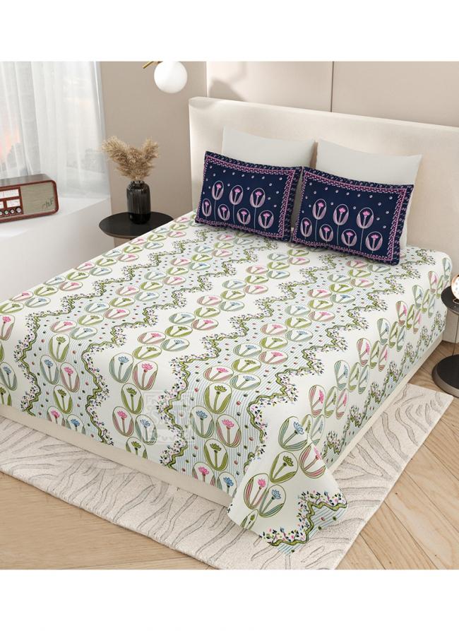 Cotton White   Printed Bedsheets( 108*108)